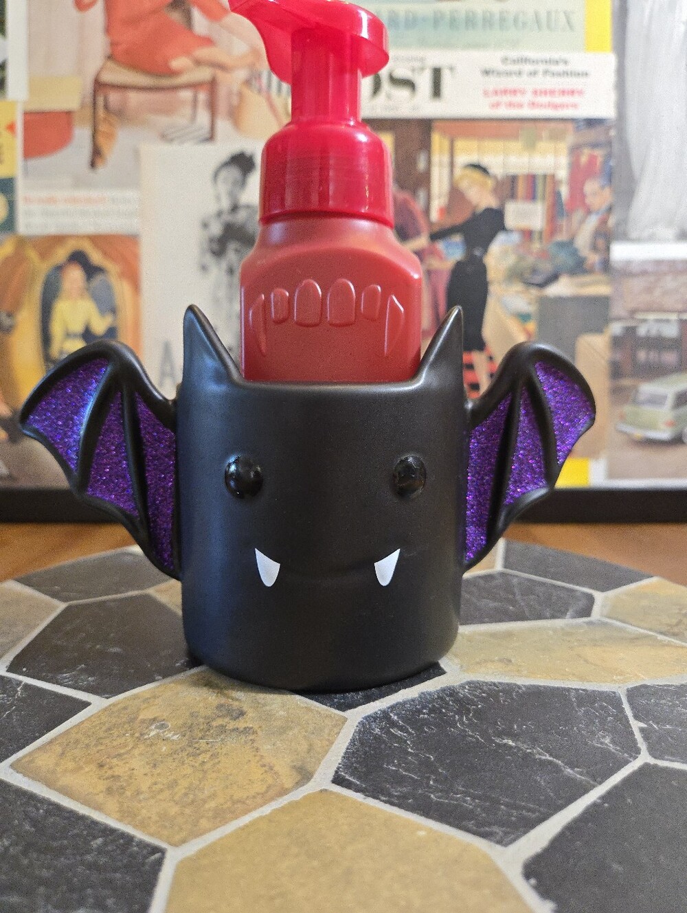 Bath And Body Works Bat-Themed Soap Dispenser Holder - Black and Purple